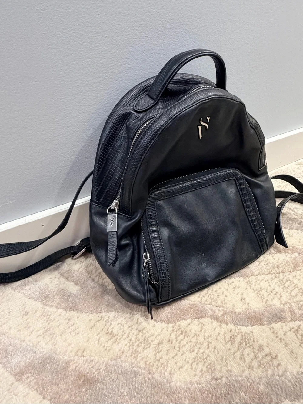 Simply Vera Vera Wang Black Faux Leather Mini Backpack